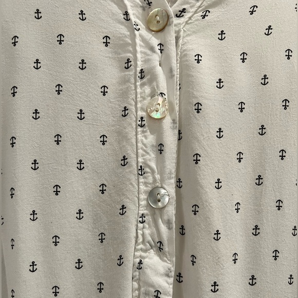 White Women’s Shirt with Black Anchor Pattern - Picture 6 of 6